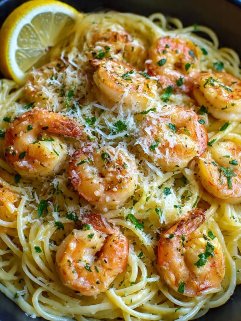 Lemon Butter Garlic Shrimp Pasta