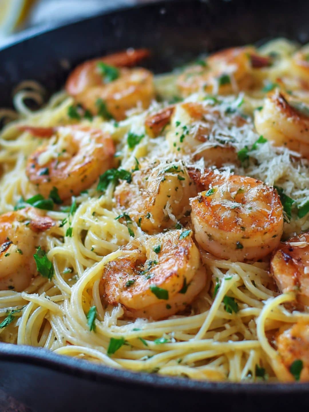 Lemon Butter Garlic Shrimp Pasta