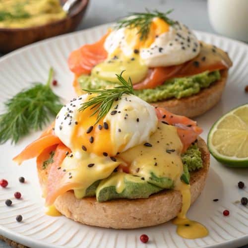 Smoked Salmon and Avocado Eggs Royale 1 Smoked Salmon and Avocado Eggs Royale
