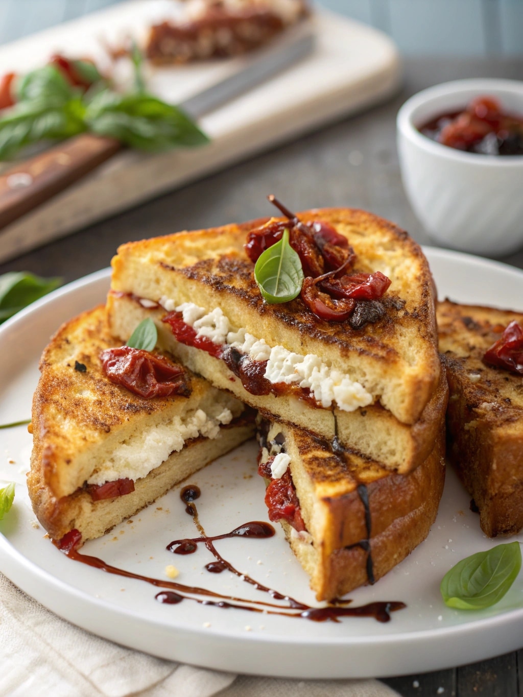 Sun-Dried Tomato and Feta Stuffed French Toast