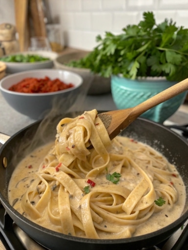 cooking creamy jerk alfredo sauce