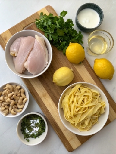 ingredients for lemon chicken pasta with dairy sub