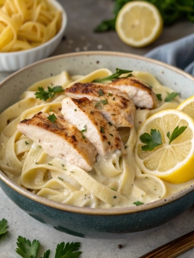 lemon chicken pasta dairy substitute