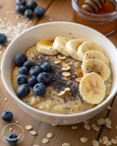 Baked Oatmeal with Blueberries and Bananas