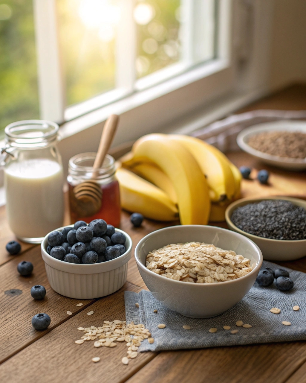 Baked Oatmeal with Blueberries and Bananas