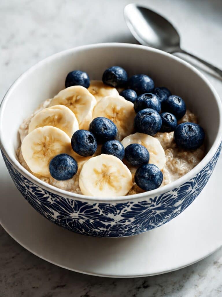 Oatmeal with Blueberries and Bananas