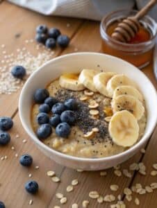 Oatmeal with Blueberries and Bananas