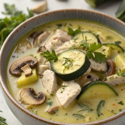 Zucchini Mushroom Soup with Chicken 1 Zucchini Mushroom Soup with Chicken