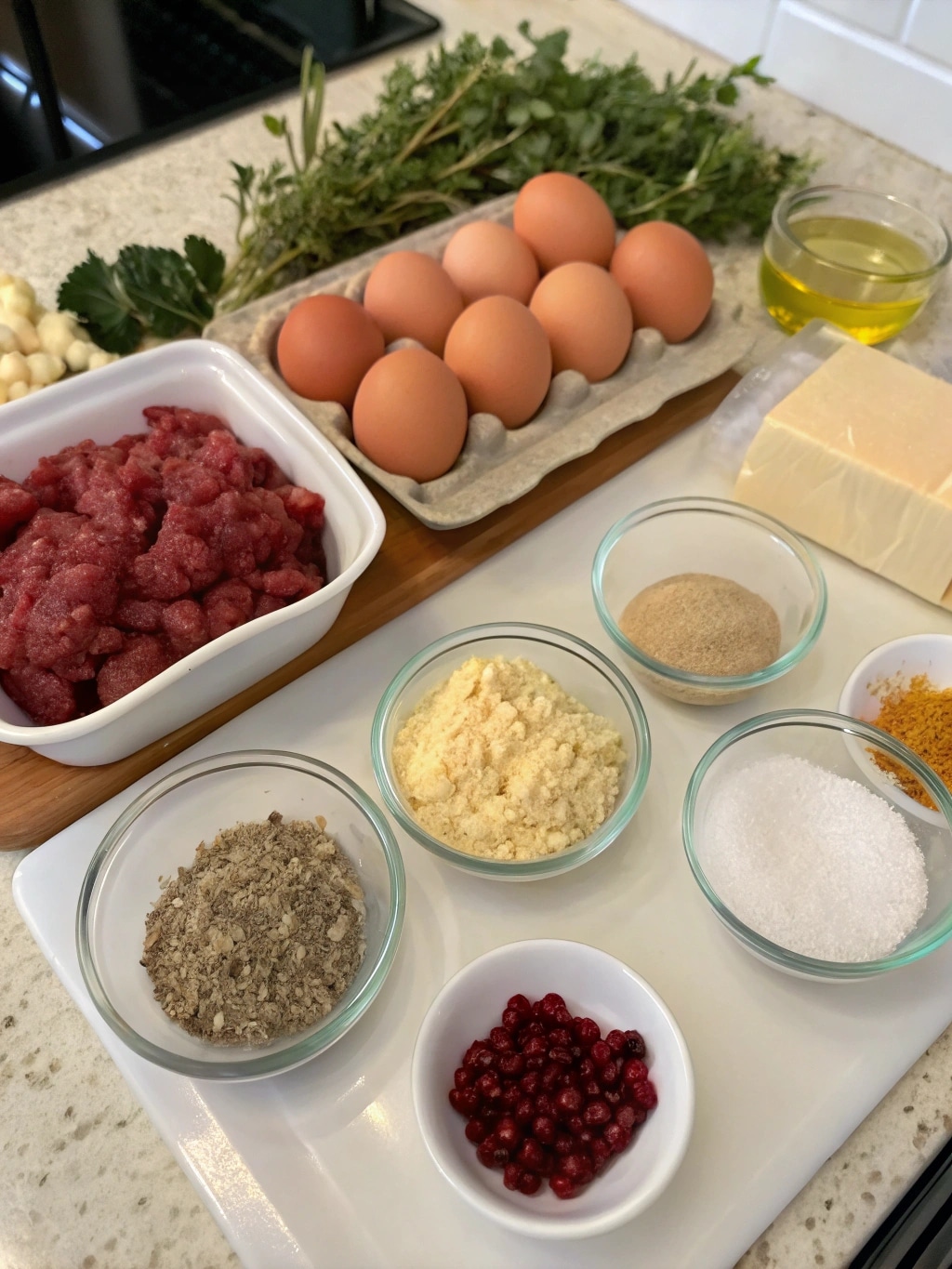 ingredients for thanksgiving turkey meatballs laid
