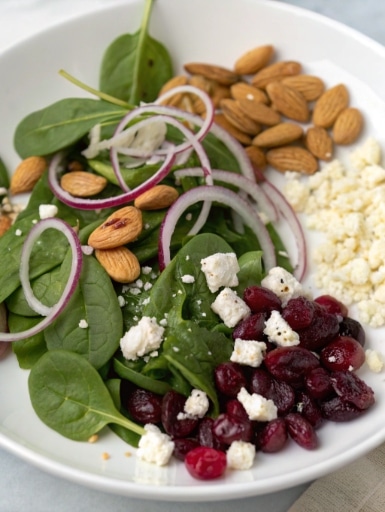 simple cranberry spinach salad ingredients fresh