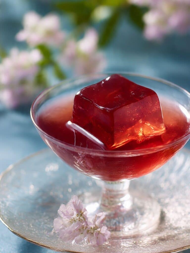 Gelatin trick drink in a glass cup for weight loss