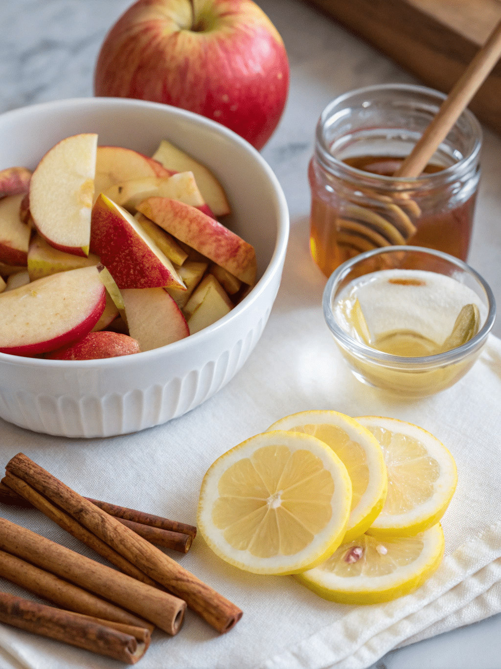 Apple peel for weight loss ingredients on wooden board