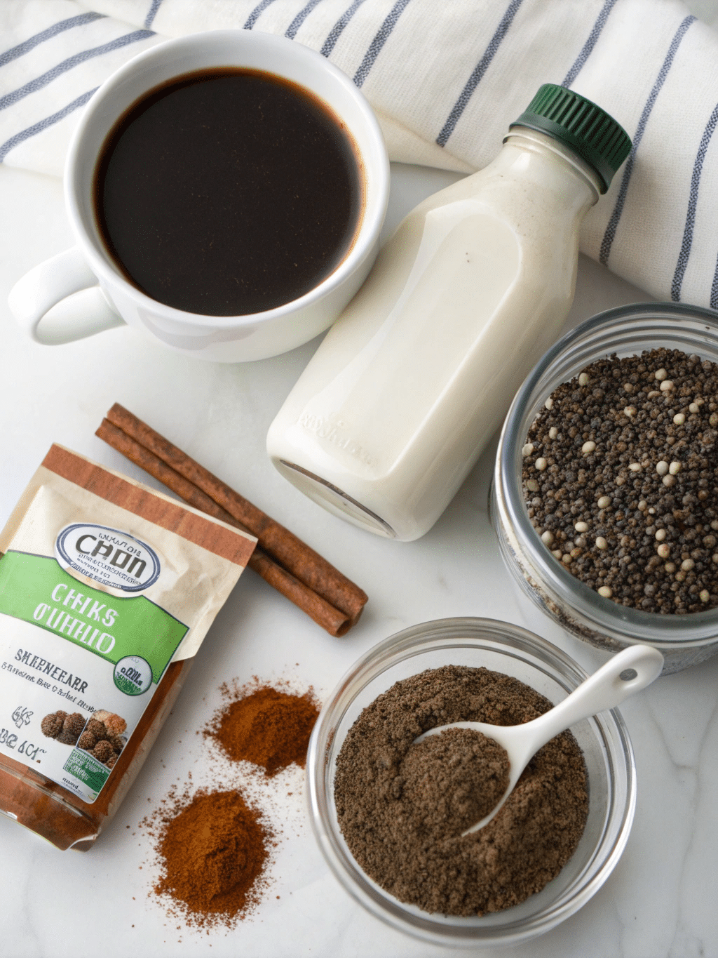 Chia seeds in coffee