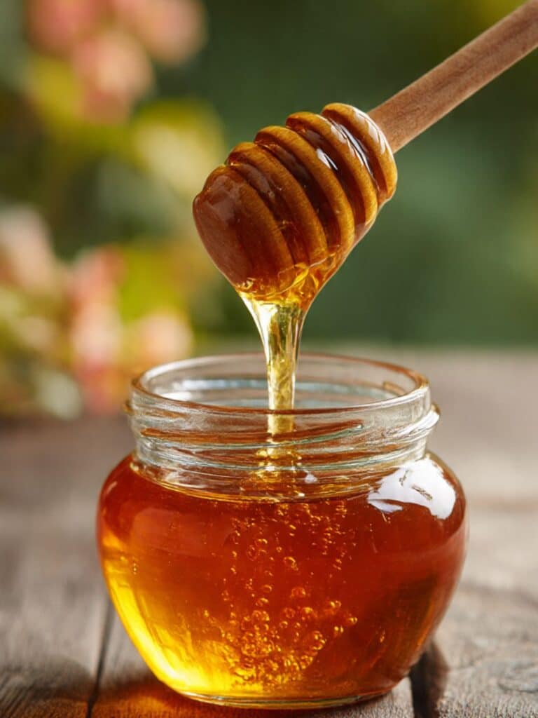 Honey trick drink in a glass cup to support memory and brain health