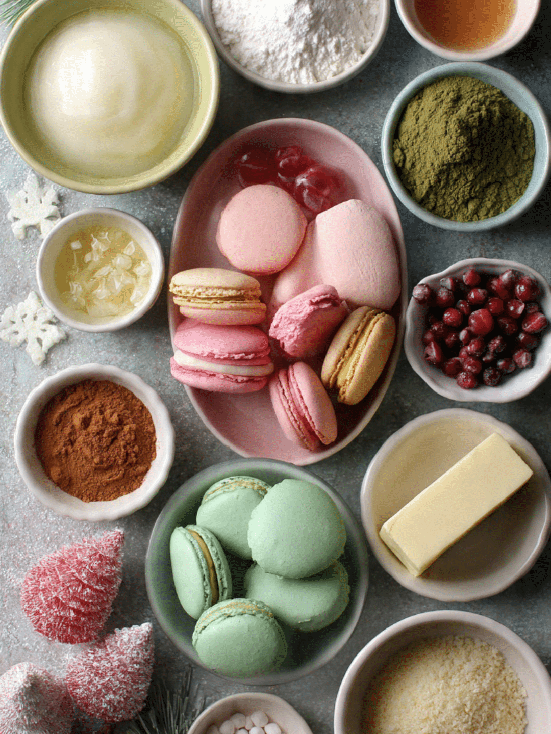 Christmas Tree Cake Macarons