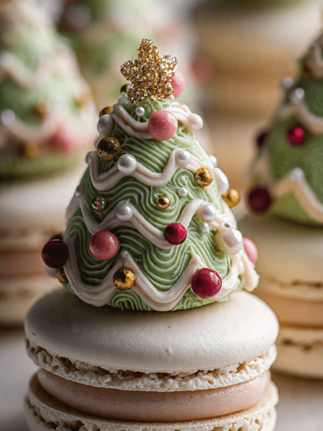 Christmas Tree Cake Macarons