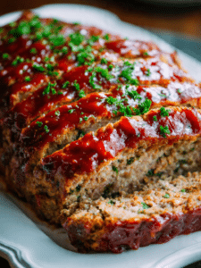 Cracker Barrel meatloaf recipe plated with mashed potatoes and glaze