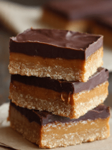 Peanut butter bars with chocolate topping