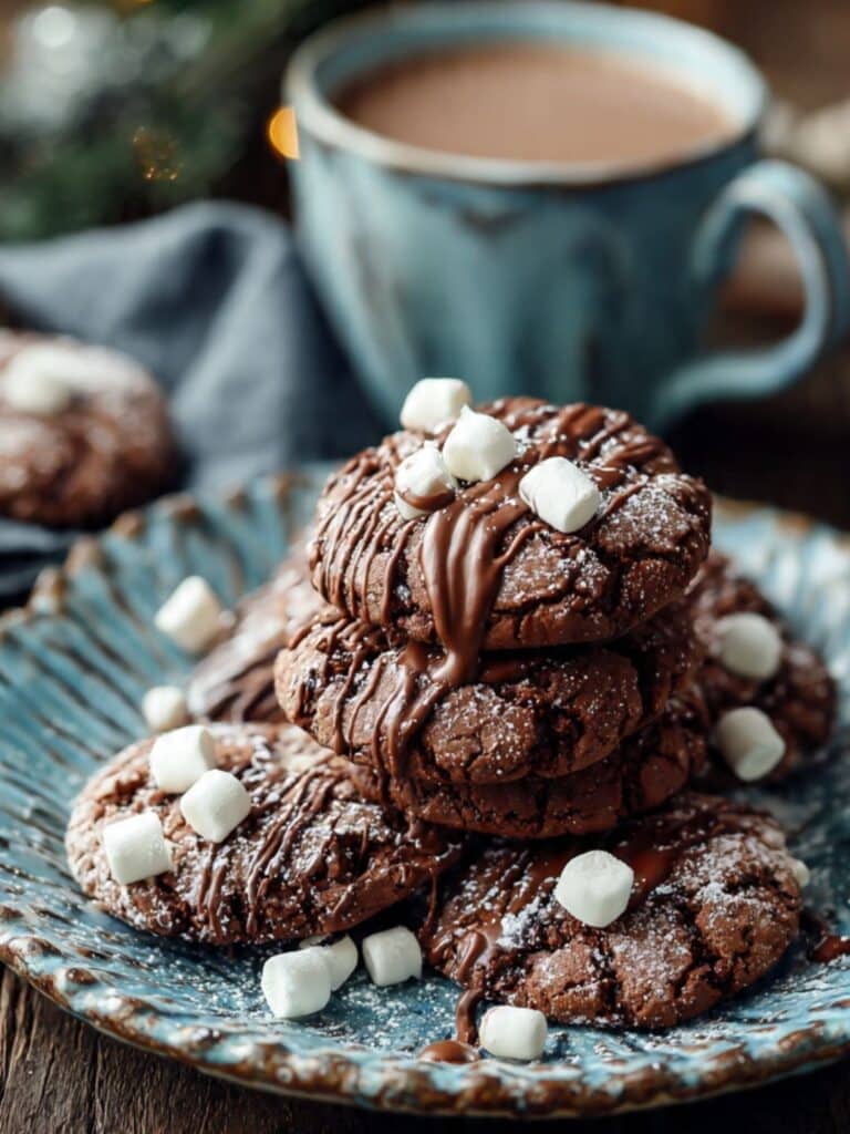 hot cocoa cookies recipe fresh-baked on tray