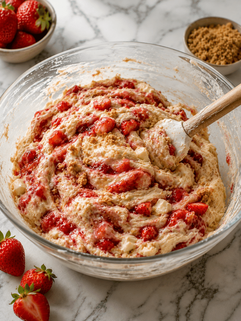 Strawberry Cheesecake Cinnamon Rolls 3 Strawberry Cheesecake Cinnamon Rolls image ingredients mixed