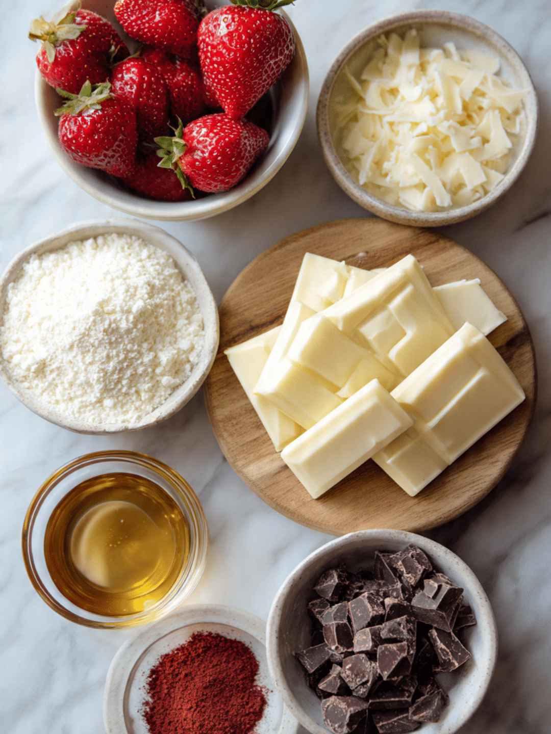 Strawberry Velvet Cheesecake Truffle Bites ingredients