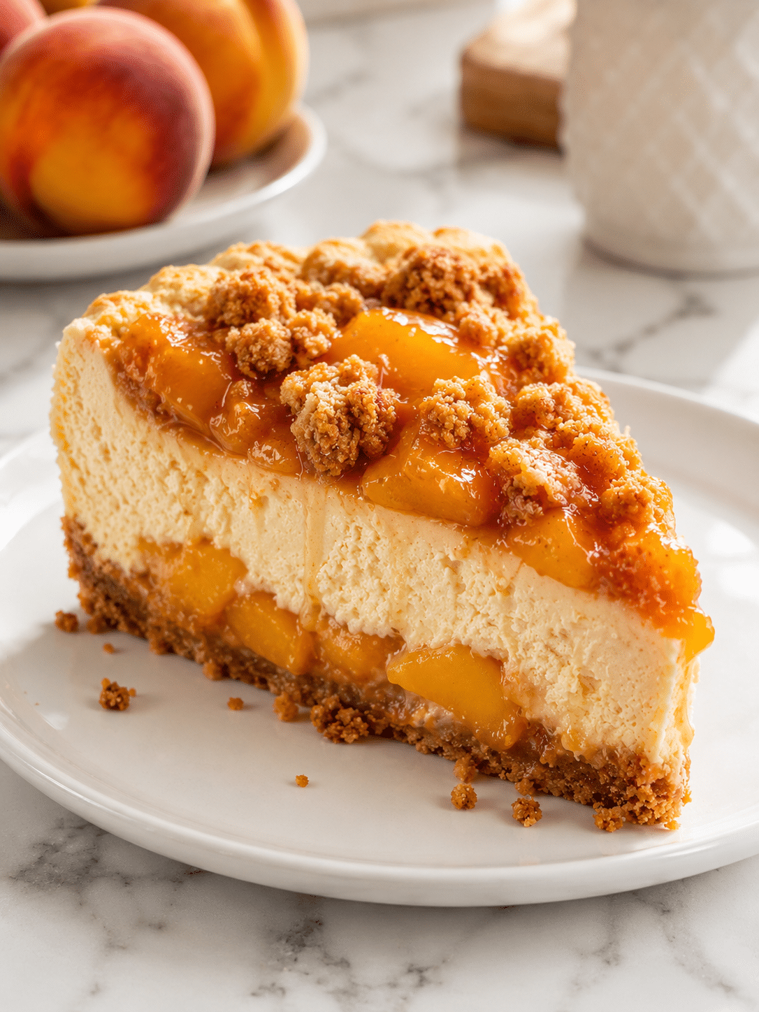 Peach Cobbler Cheesecake Peach Cobbler Cheesecake