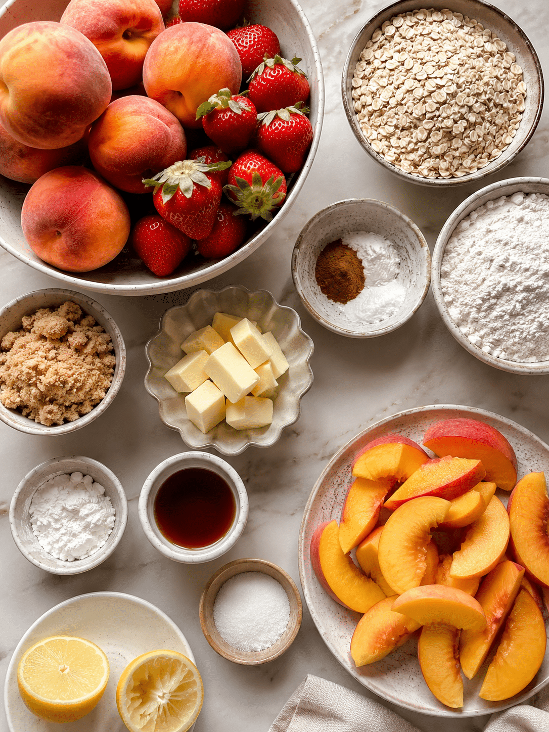 Peach and Strawberry Crumble image ingredients