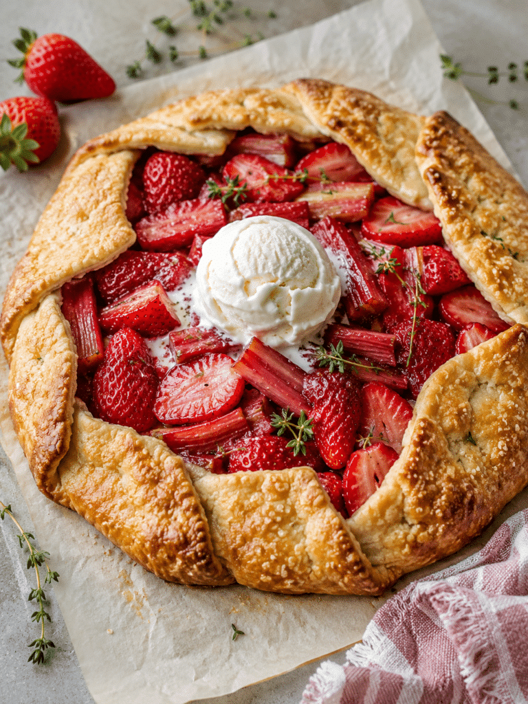 Strawberry Rhubarb Galette with Buttery Crust