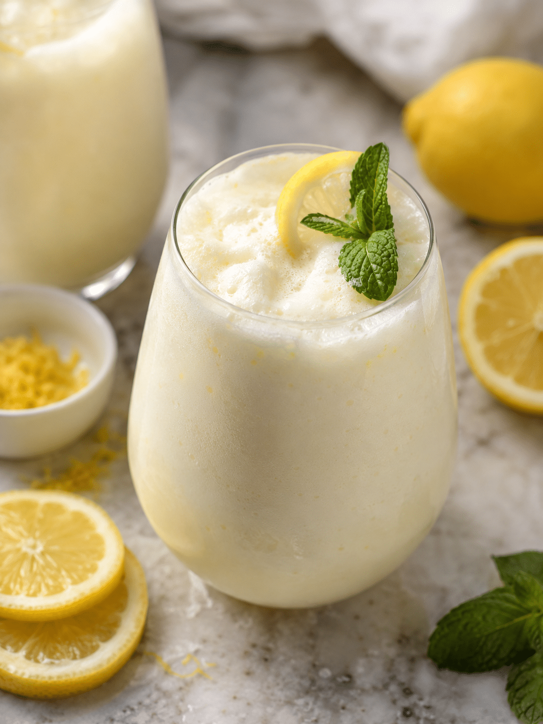 Creamy Lemonade Recipe: Easy 5-Minute Homemade Drink 1 Creamy lemonade served over ice with fresh lemon slices