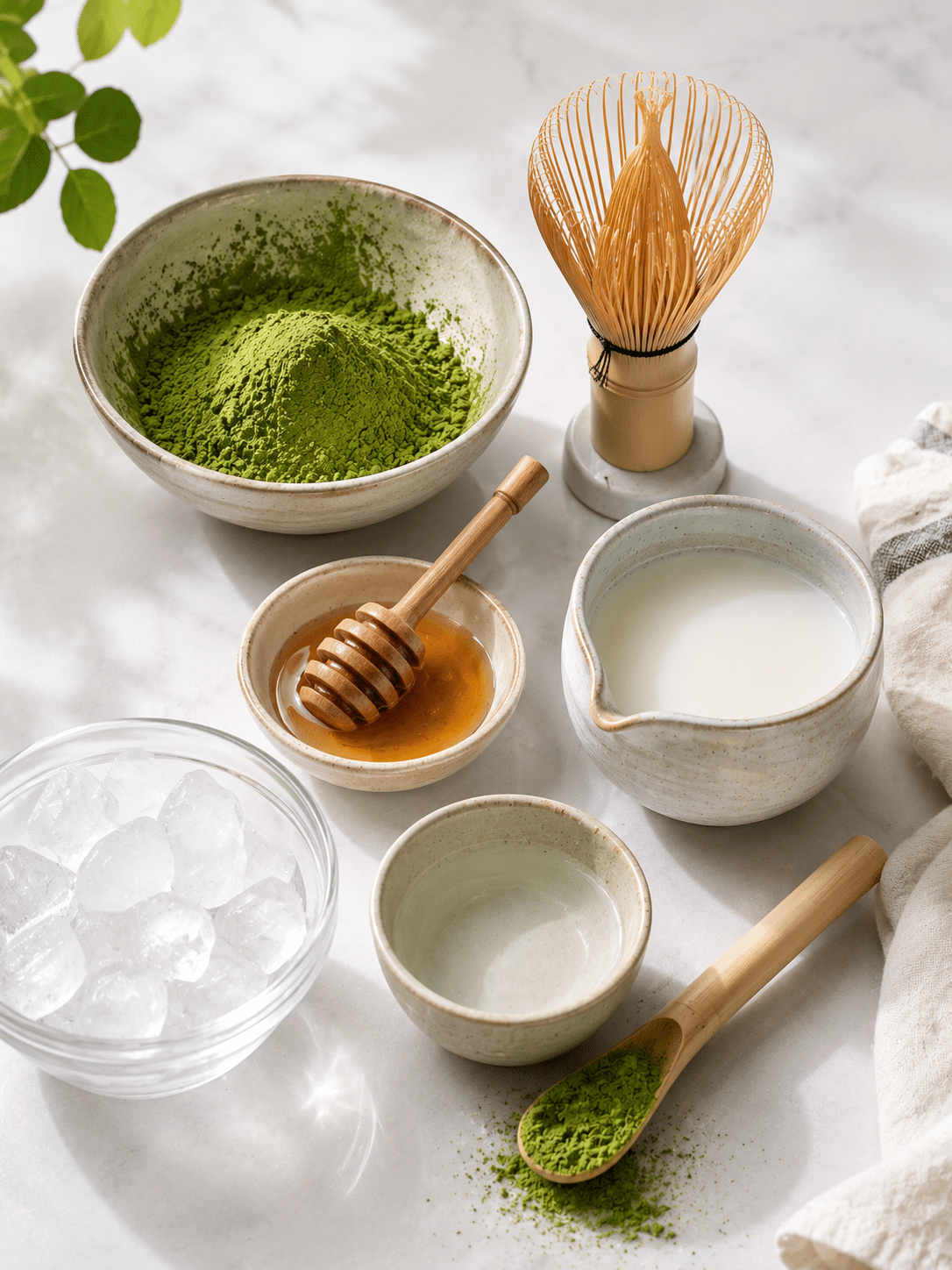 how much caffeine in matcha ingredients with matcha powder milk honey and ice