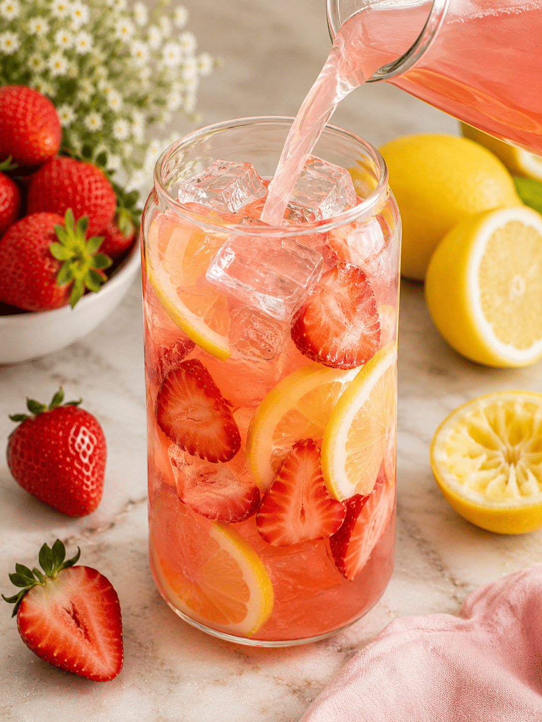 Strawberry lemonade mocktail 1