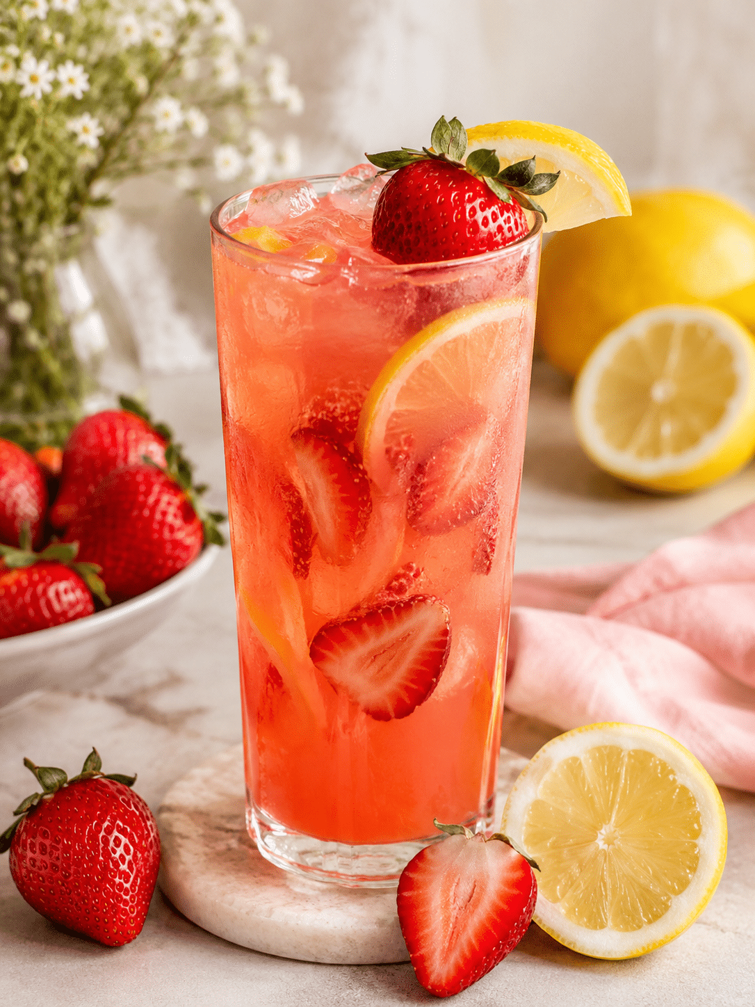 Strawberry lemonade mocktail