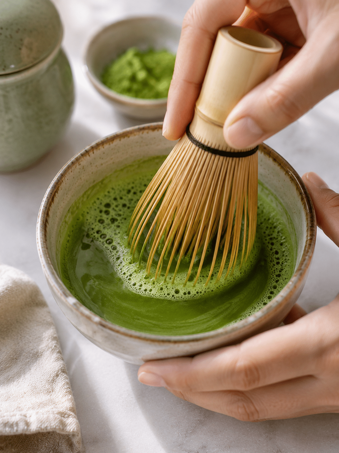 how much caffeine in matcha step 2 whisking matcha with warm water