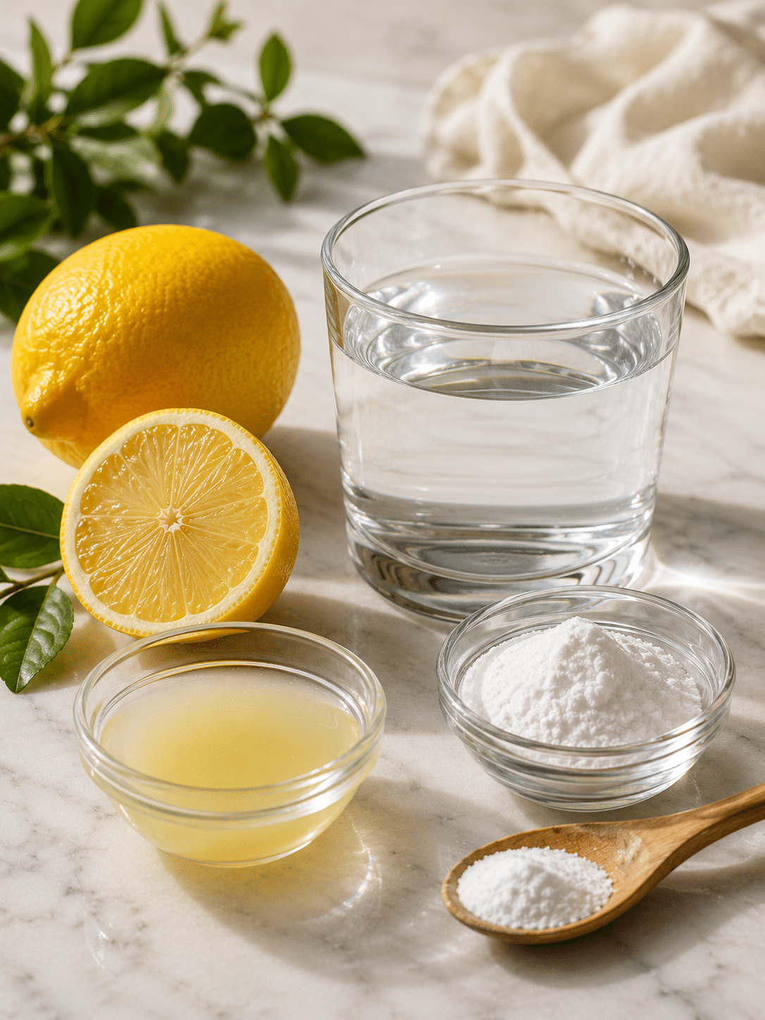 Baking Soda and Lemon Juice For Weight Loss ingredients with lemon water mint and cucumber