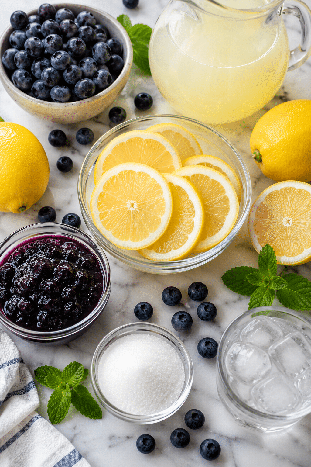 ingredients for Blueberry lemonade