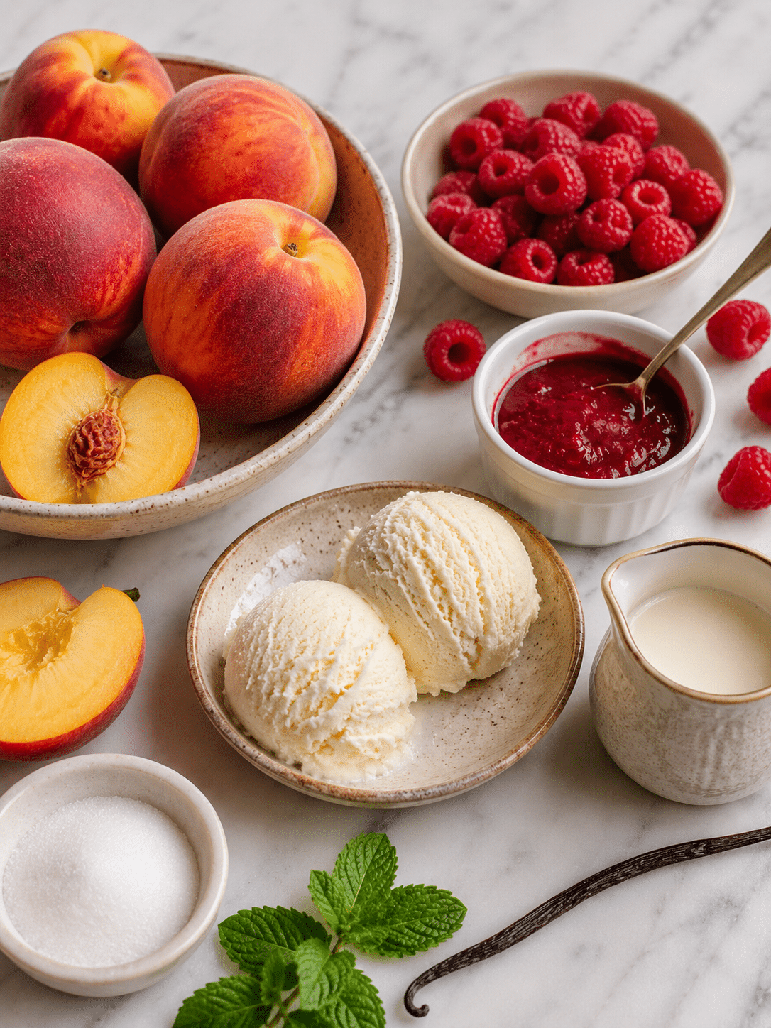 ingredients for Peach Melba