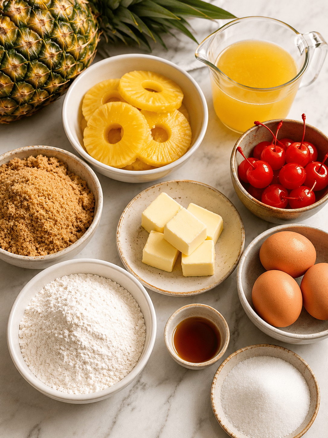 ingredients for Pineapple Upside Down Cake