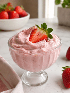 Easy Bariatric Protein Fluff Recipe served in a small glass dessert bowl