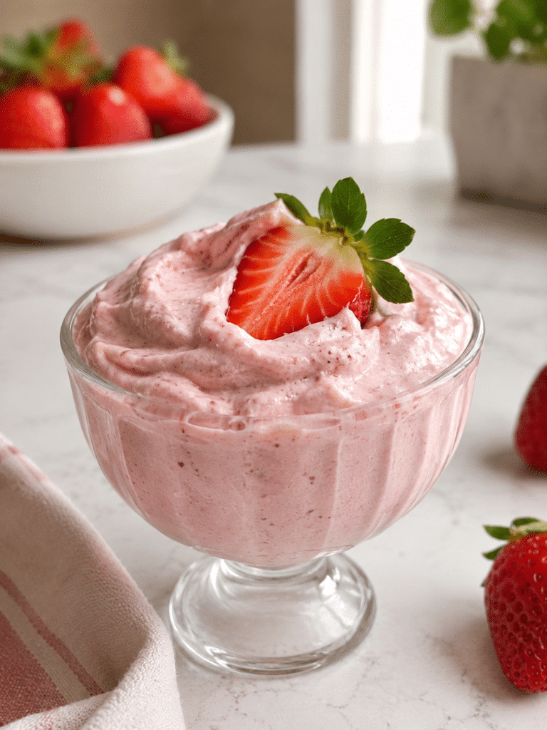 Home Page 22 Easy Bariatric Protein Fluff Recipe served in a small glass dessert bowl