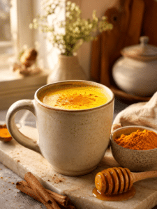 Dr Gupta Honey Recipe served warm with turmeric, cinnamon, honey, and lemon